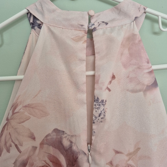 Suzy Shier Women's Romantic Feminine Pink Floral Halter Rose Dress Size M - Picture 8 of 9